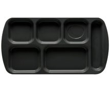 G.E.T. Enterprises TR-151-BK Melamine 6-Compartment Cafeteria Tray, Right-Handed Use, Black