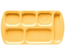GET Enterprises TR-151 Melamine Cafeteria Tray - 6 Compartments - Right Hand Use, Bright Yellow
