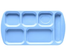GET Enterprises TR-151 Melamine Cafeteria Tray - 6 Compartments - Right Hand Use, French Blue