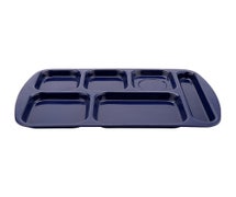 GET Enterprises TR-151 Melamine Cafeteria Tray - 6 Compartments - Right Hand Use, Navy Blue