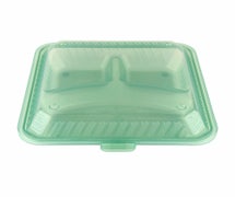 Eco-Takeouts Food Container - Full-Size Three Compartment, 9"Wx9"Dx2-3/4"H, Jade