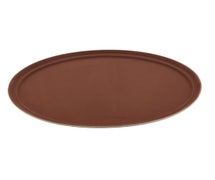 Non-Skid Service Tray - 20" Oval, Brown