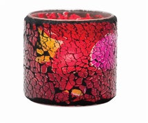 Crackle Glass Lamp - Frosted Votive, 3"Diam.x3-1/4"H, Red & Gold Frost