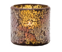 Crackle Glass Lamp - Votive, 3"Diam.x3-1/4"H, Gold