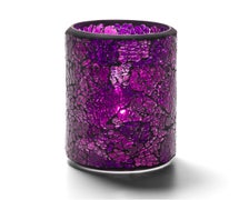 Crackle Glass Lamp - Cylinder Lamp, 3-1/8"Diam.x4-1/2"H, Blue & Purple