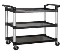 Value Series Large Three-Shelf Bussing and Utility Cart, Black