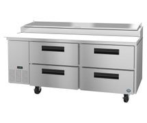 Hoshizaki PR67A-D4 Refrigerator, Two Section Pizza Prep Table, Stainless Drawers