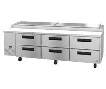 Hoshizaki PR93A-D6 Refrigerator, Three Section Pizza Prep Table, Stainless Drawers