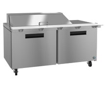 Hoshizaki SR60A-18M Refrigerator, Two Section Mega Top Prep Table, Stainless Doors