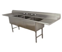 Advance Tabco FC-3-2424-24RL 16-Gauge Stainless Steel Three-Compartment Sink with Two Drainboards