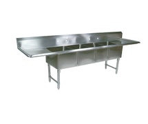 John Boos 4B18244 B-Series 4 Compartment Dish Sink w/18" Drainboards