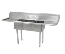 John Boos E3S8-1014-10T15 - (3) Compartment Pot Sink, (2) 15" Drainboards