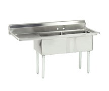 John Boos E2S8-1812L18-X 18-Gauge Stainless Steel Two-Compartment Sink with Left Drainboard, 56.5" L
