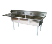 John Boos E3S8-24-14T24 3 Compartment Pot Sink, (2) 24" Drainboards