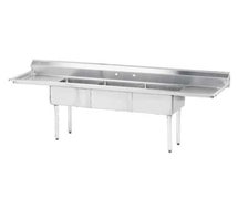 Advance Tabco FE-3-1620-18RLX 18-Gauge Stainless Steel Three-Compartment Sink with Two Drainboards, 84" L