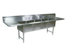 John Boos E4S8-1620 E-Series 4 Compartment Dish Sink w/18" Drainboards