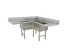 Advance Tabco FC-K6-18D 16-Gauge Stainless Steel Three-Compartment Corner Sink with Two Drainboards