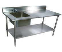 John Boos EPT6R5-3072SSK - Stainless Steel Work Table with Sink and Undershelf, 72"W x 30"D, Left