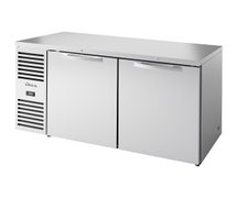 True TBR60-RISZ1-L-S-SS-1 - Back Bar Refrigerator, 60"W, Two Solid Swing Doors, S/S