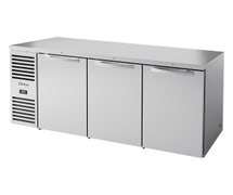 True TBR72-RISZ1-L-S-SSS-1 - Back Bar Refrigerator, 72"W, Three Solid Swing Doors, S/S