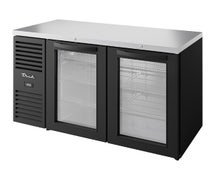 True TBR52-RISZ1-L-B-GG-1 - Back Bar Refrigerator, 52"W, Two Glass Swing Doors, Black