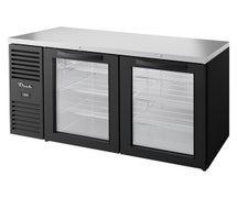 True TBR60-RISZ1-L-B-GG-1 - Back Bar Refrigerator, 60"W, Two Glass Swing Doors, Black