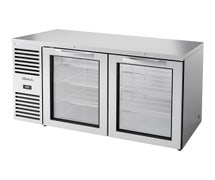 True TBR60-RISZ1-L-S-GG-1 - Back Bar Refrigerator, 60"W, Two Glass Swing Doors, S/S