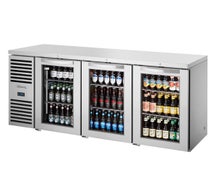 True TBR72-RISZ1-L-S-GGG-1 - Back Bar Refrigerator, 72"W, Three Glass Swing Doors, S/S