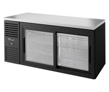 True TBR60-RISZ1-L-B-11-1 - Back Bar Refrigerator, 60"W, Two Glass Sliding Doors, Black