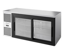 True TBR60-RISZ1-L-S-11-1 - Back Bar Refrigerator, 60"W, Two Glass Sliding Doors, S/S