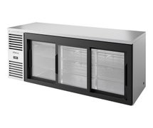 True TBR72-RISZ1-L-S-111-1 - Back Bar Refrigerator, 72"W, Three Glass Sliding Doors, S/S