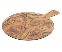 TableCraft 11184 Round Melamine Serving Paddle with Olive Wood Decal