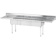 Advance Tabco FE-3-1014-15RLX Fabricated 3-Compartment Sink, Left and Right 15" Drainboards