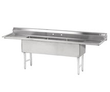 Advance Tabco FS-3-1818RL Fabricated 3 Bowl Sink, (2) 18" Drainboards