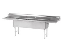 Advance Tabco FS-3-2424RL Fabricated 3 Bowl Sink, (2) 24" Drainboards