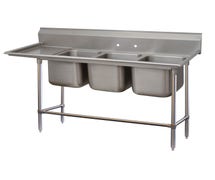 Advance Tabco 94-43-72-24L 3 Compartment Sink,14 Gauge, 24" Drainboard on Left