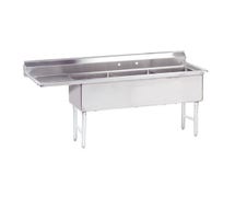 Advance Tabco FC-3-1515-15L Fabricated 3 Bowl Sink, 15" Drainboard on Left