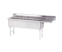 Advance Tabco FC-3-1515-15R Fabricated 3 Bowl Sink, 15" Drainboard on Right