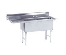 Advance Tabco FS-2-2424-24L Fabricated 2 Bowl Sink, 24" Drainboard on Left
