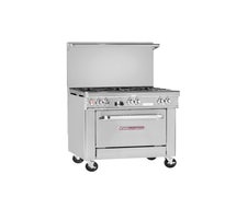 Commercial Gas Range - 36"W, 4 Burners, 1 Standard Oven, 12" Griddle on Left, Lp