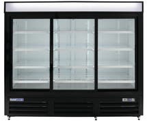 Kratos Refrigeration 69K-824 Commercial Sliding Glass Door Merchandiser, Three Doors, 81"W, 72 Cu. Ft., Black