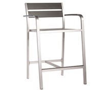Zuo Modern 703185 Megapolis Bar Arm Chair, Brushed Aluminum, 2/Each