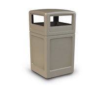Commercial Zone 73290299 PolyTec Series 42 Gallon Square Waste Container with Dome Lid, Beige
