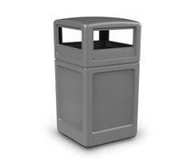 Commercial Zone 73290399 PolyTec Series 42 Gallon Square Waste Container with Dome Lid, Gray