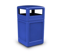 Commercial Zone 73290499 PolyTec Series 42 Gallon Square Waste Container with Dome Lid, Blue