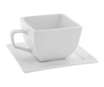 Square China Dinnerware - 4 oz. White Espresso Cup with Saucer