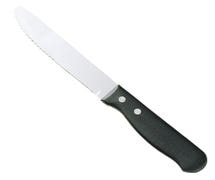Walco 620527 Steak Knife - 5" Blade With Rounded Tip, Black Poly Handle