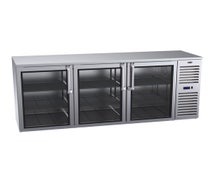 Bar Back Storage Cooler - 3 Glass Swing Doors, 36"H, Stainless Steel