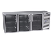 Krowne Metal NS72R-KNS - Bar Back Storage Cooler - 3 Glass Swing Doors, 35"H, Right Compressor, Stainless Steel Exterior Finish