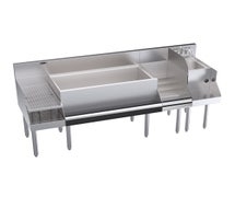 Krowne Metal KR24-W72C-10 Royal Series Workstation with Ice Bin, Liquor Display, Drainboard, and 10-Circuit Cold Plate, 24"D x 72"W